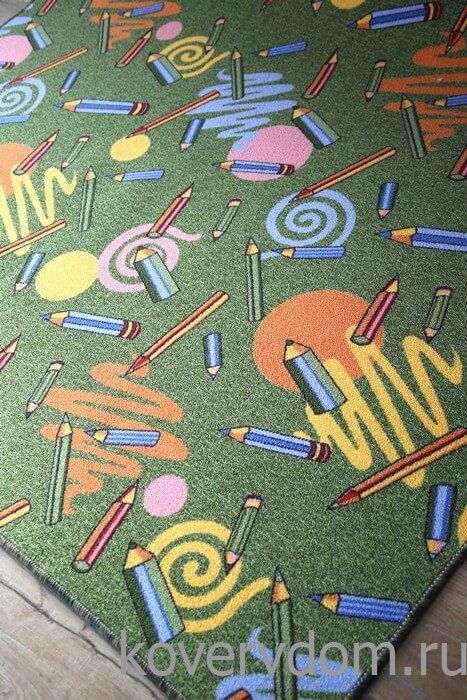 Детский ковер-палас ЦВЕТНЫЕ КАРАНДАШИ 1127-51 ЗЕЛЕНЫЙ 